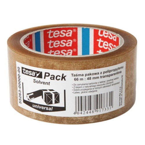 Tesa Taśma pakowa Solvent przezroczysta 66m x 48mm