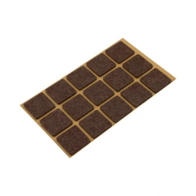 Podkładki Filcowe Kwadrat 15x15mm 30sztuk Brąz  6-7mm Grubości