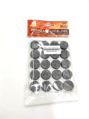 Podkładki Filcowe Koło 20mm 20sztuk Szare 6-7mm Grubości