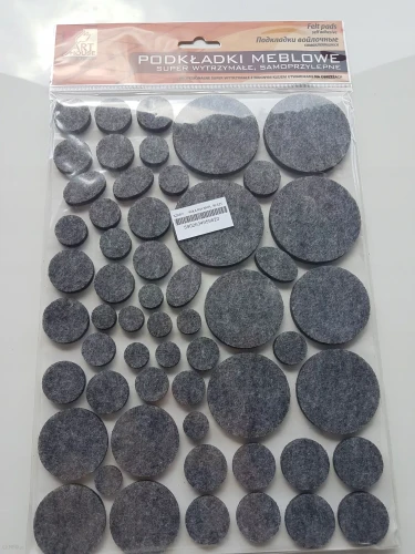 Podkładki Filcowe Koło Mix Komplet 56sztuk Szare 6-7mm Grubości