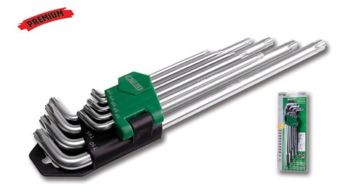 Klucze TORX Stalco z otworem krótkie T10-T50 9el. S-48317
